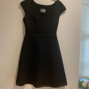 Clover Canyon size small mini black dress perforated cute hem detail